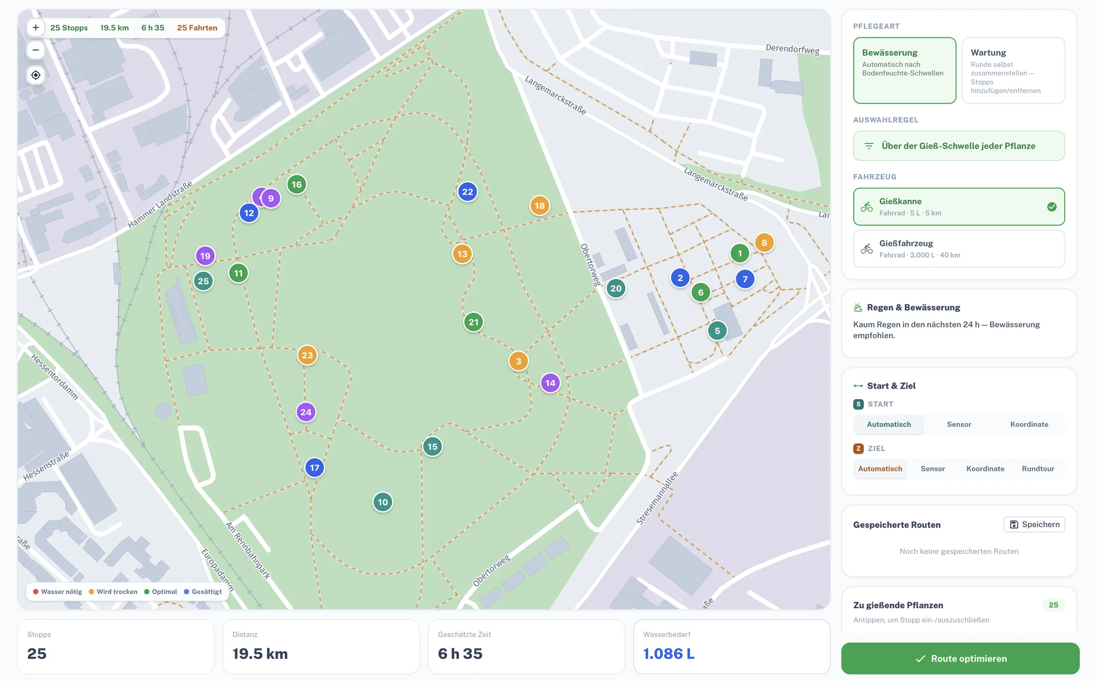 Smart-Garden-Gießroute
